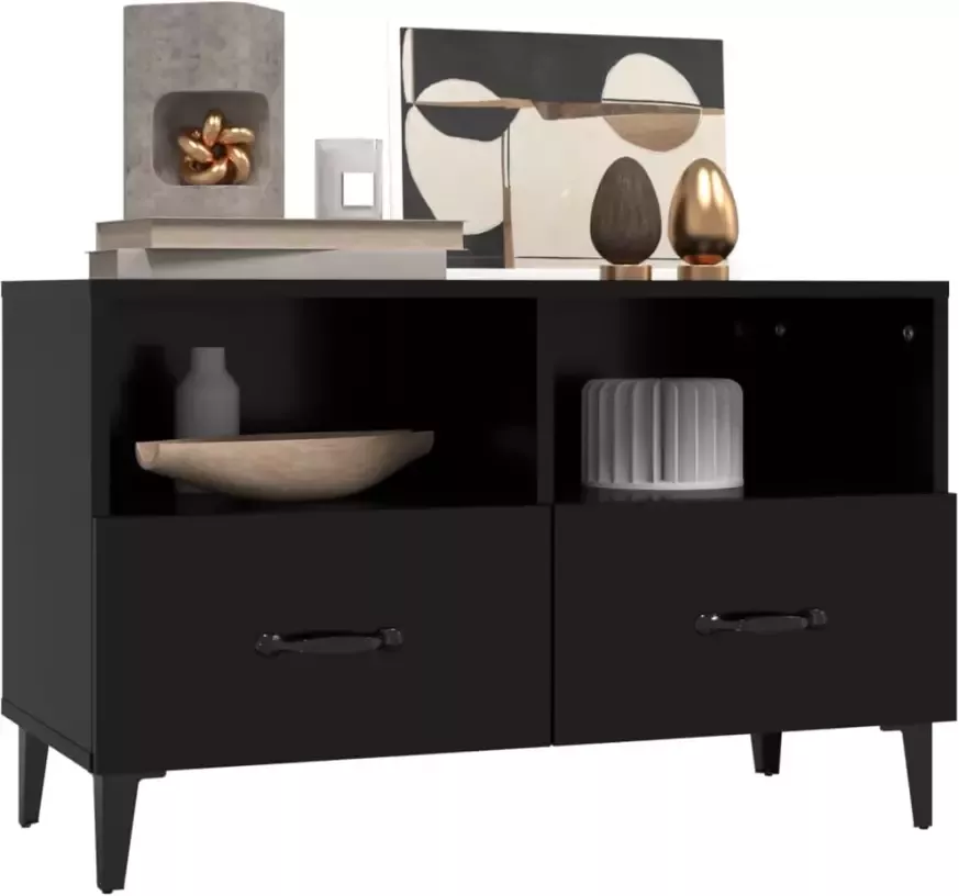 VidaXL -Tv-meubel-80x36x50-cm-bewerkt-hout-zwart - Foto 3