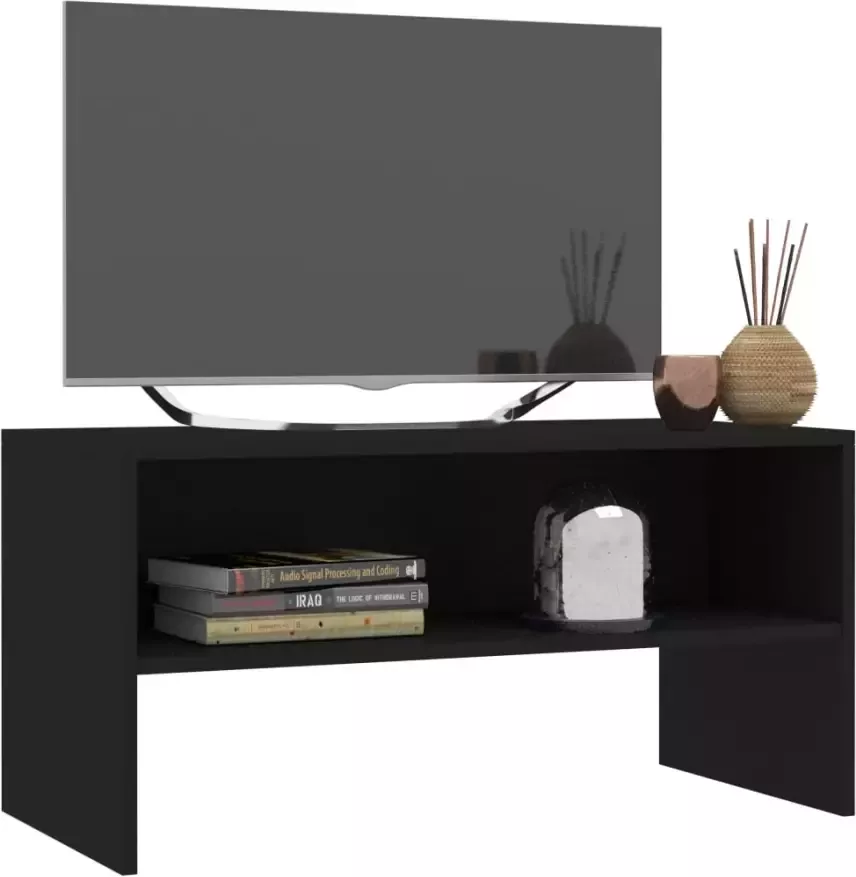 VidaXL -Tv-meubel-80x40x40-cm-bewerkt-hout-zwart - Foto 2