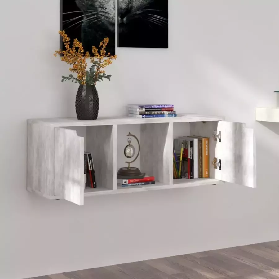 VidaXL -Tv-meubel-88 5x27 5x30 5-cm-bewerkt-hout-betongrijs - Foto 2