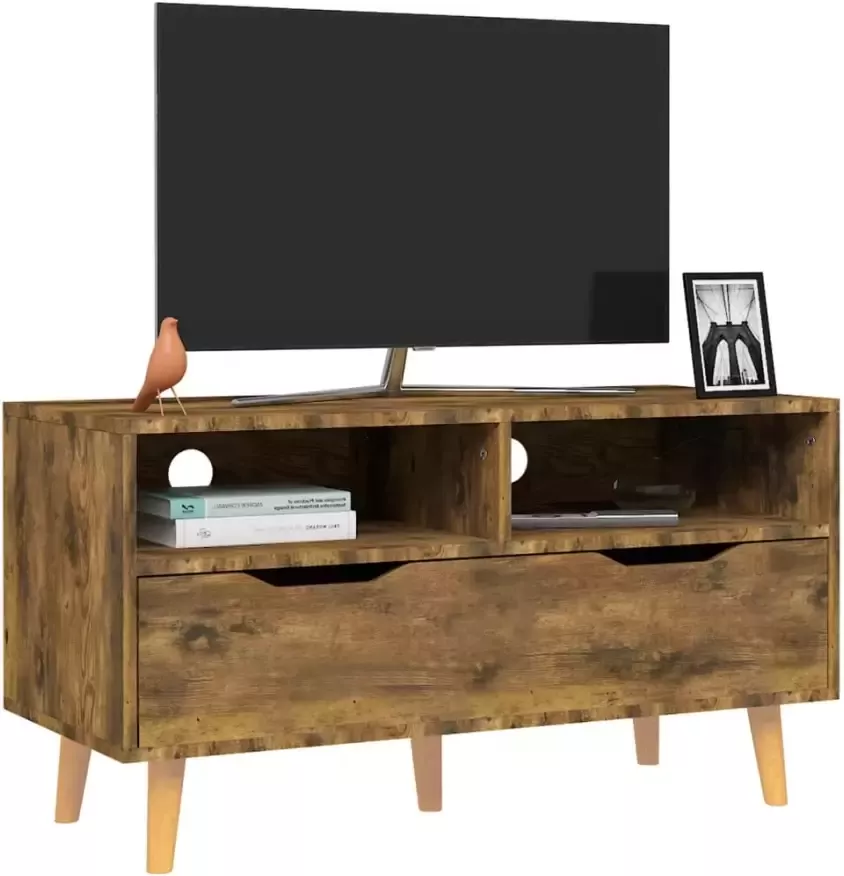 VidaXL -Tv-meubel-90x40x48 5-cm-bewerkt-hout-gerookt-eikenkleurig - Foto 2