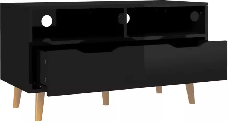 VidaXL -Tv-meubel-90x40x48 5-cm-bewerkt-hout-hoogglans-zwart - Foto 4