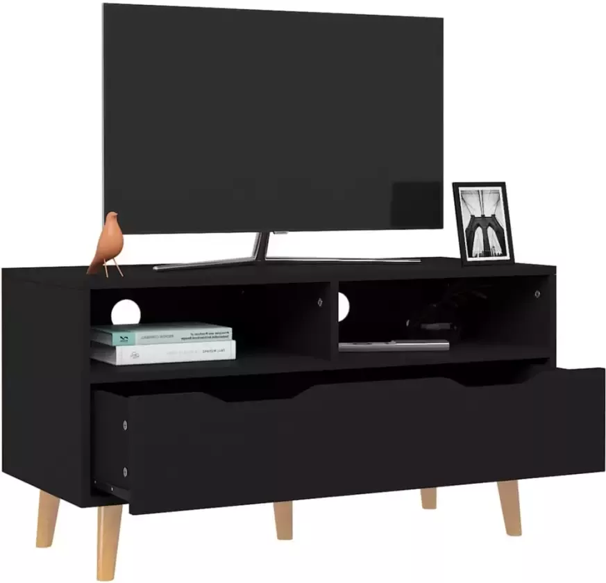 VidaXL -Tv-meubel-90x40x48 5-cm-bewerkt-hout-zwart - Foto 2