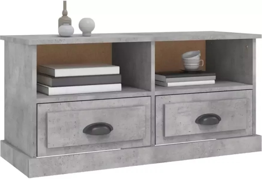 VidaXL -Tv-meubel-93x35 5x45-cm-bewerkt-hout-betongrijs