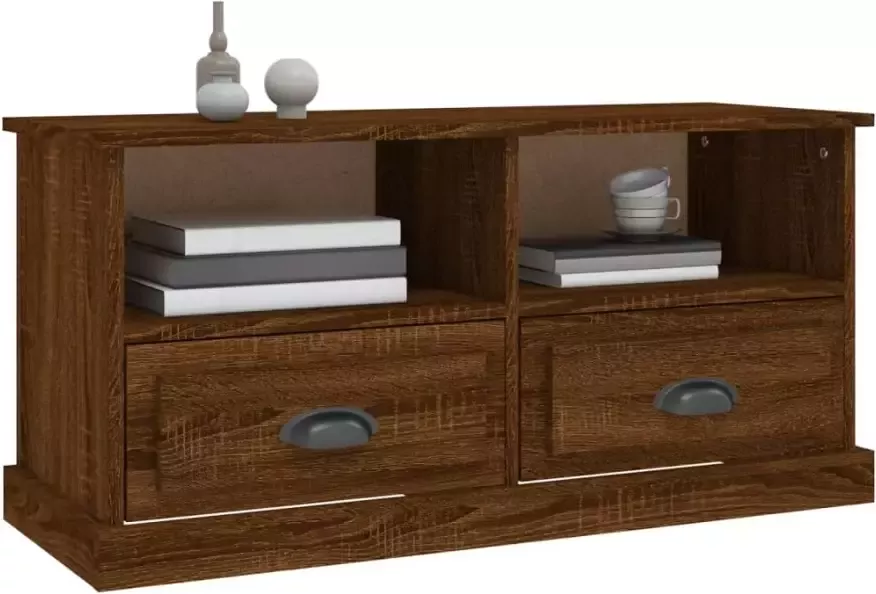 VidaXL -Tv-meubel-93x35 5x45-cm-bewerkt-hout-bruineikenkleurig