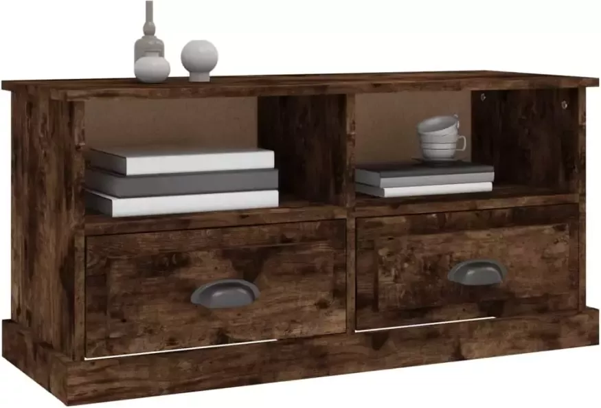 VidaXL -Tv-meubel-93x35 5x45-cm-bewerkt-hout-gerookt-eikenkleurig