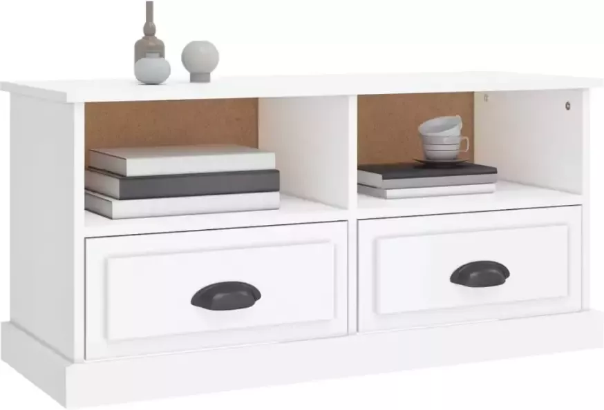 VidaXL -Tv-meubel-93x35 5x45-cm-bewerkt-hout-hoogglans-wit - Foto 2