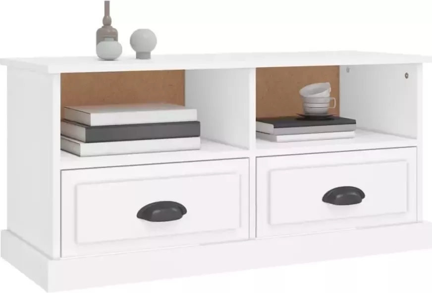 VidaXL -Tv-meubel-93x35 5x45-cm-bewerkt-hout-wit - Foto 2