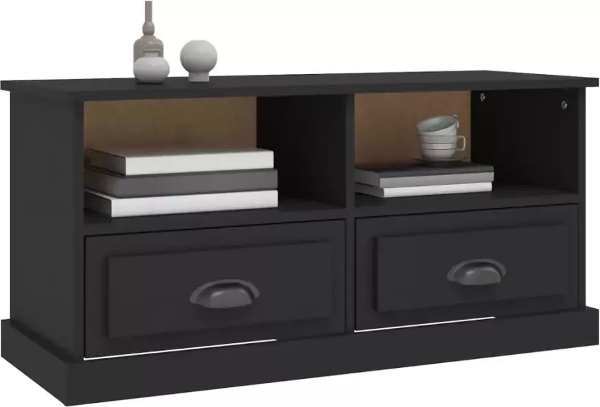 VidaXL -Tv-meubel-93x35 5x45-cm-bewerkt-hout-zwart