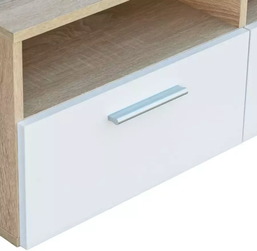 VidaXL -Tv-meubel-95x35x36-cm-bewerkt-hout-eikenkleurig-en-wit - Foto 4