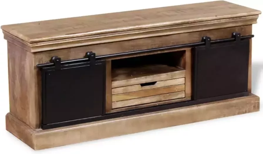 VIDAXL Tv-meubel met 2 schuifdeuren 110x30x45 cm massief mangohout