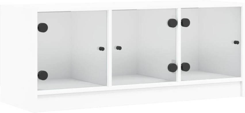 VidaXL -Tv-meubel-met-glazen-deuren-102x37x42-cm-wit - Foto 6