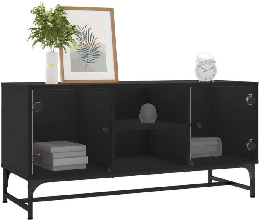 VidaXL -Tv-meubel-met-glazen-deuren-102x37x50-cm-zwart