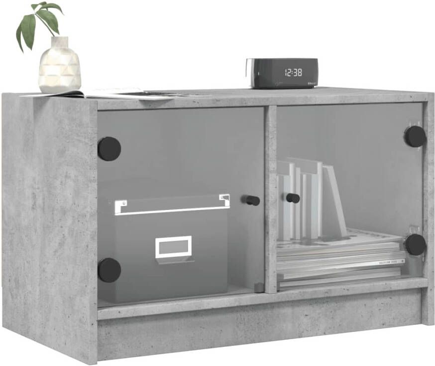 VidaXL -Tv-meubel-met-glazen-deuren-68x37x42-cm-betongrijs - Foto 2