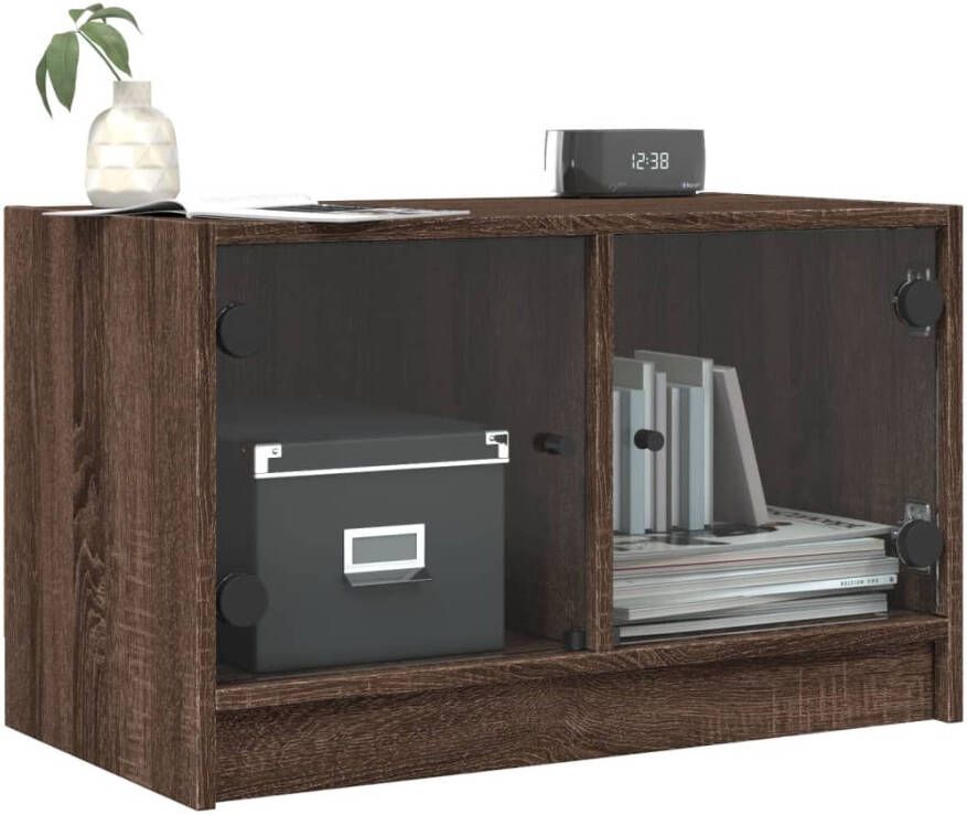 VidaXL -Tv-meubel-met-glazen-deuren-68x37x42-cm-bruineikenkleurig - Foto 2
