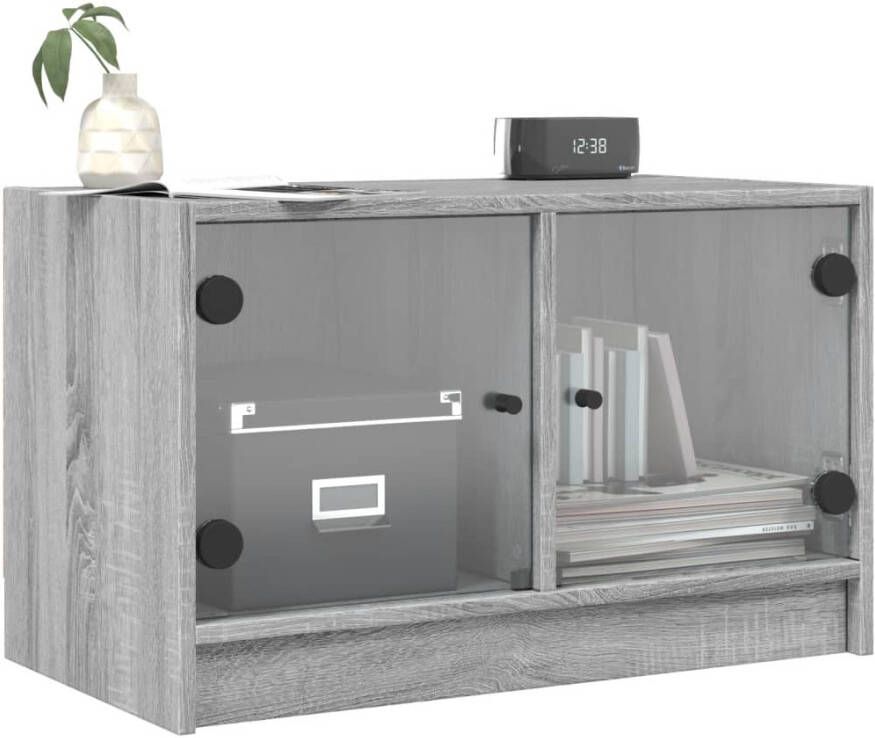 VidaXL -Tv-meubel-met-glazen-deuren-68x37x42-cm-grijs-sonoma-eiken - Foto 2