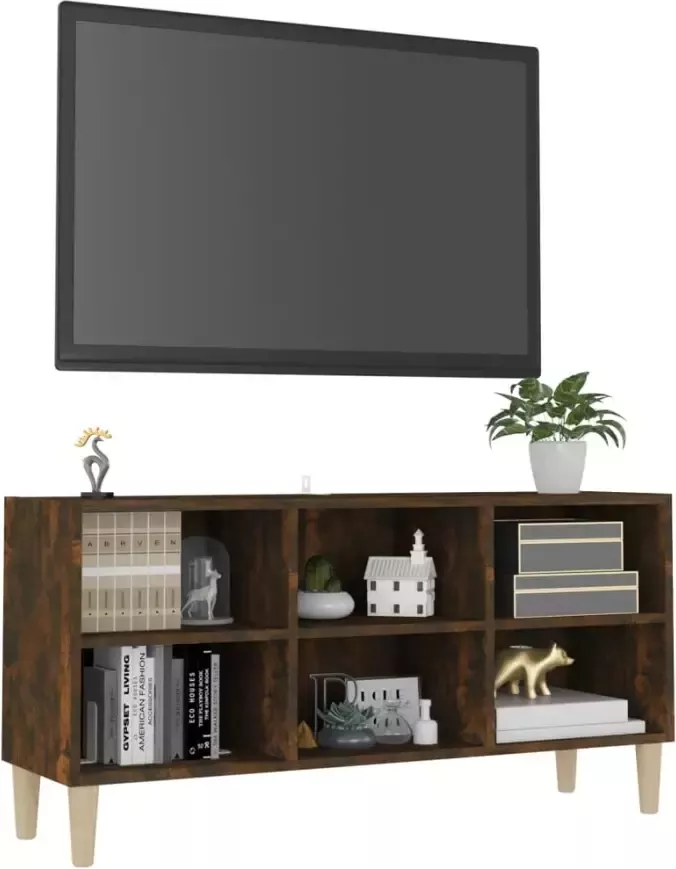 VidaXL -Tv-meubel-met-houten-poten-103 5x30x50-cm-gerookt-eikenkleurig - Foto 2