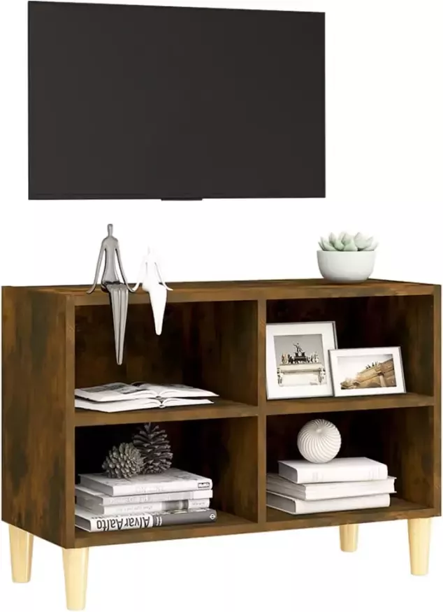 VidaXL -Tv-meubel-met-houten-poten-69 5x30x50-cm-gerookt-eikenkleurig - Foto 3