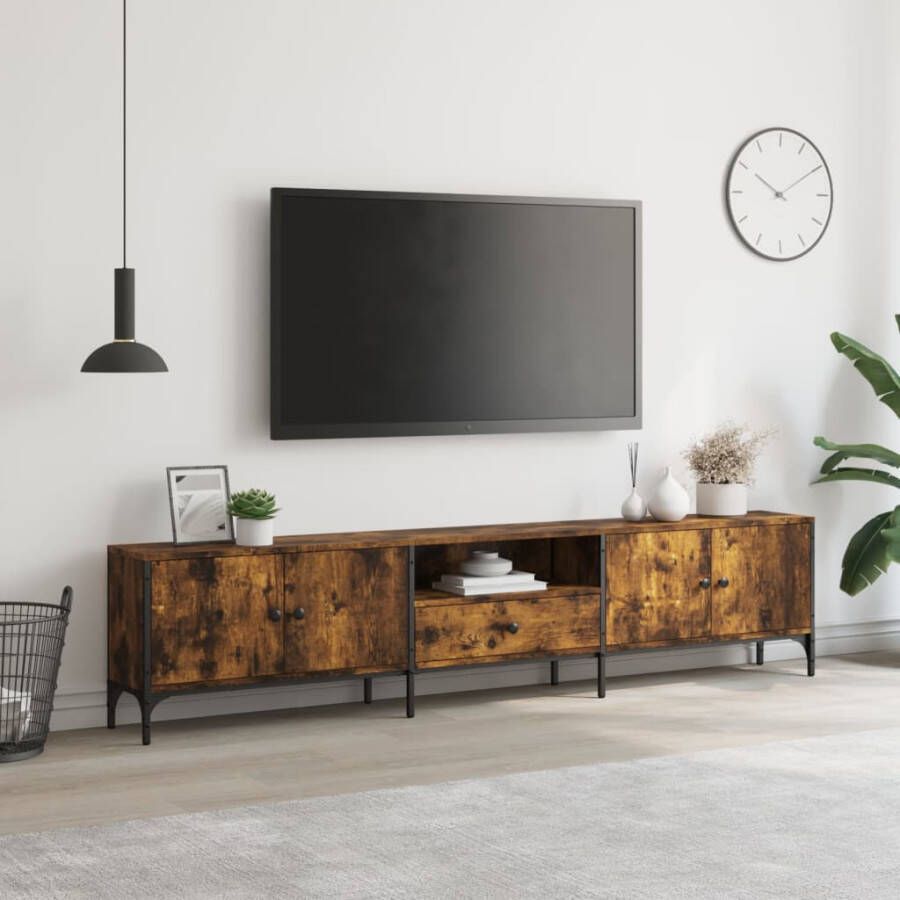 VidaXL -Tv-meubel-met-lade-200x25x44-cm-bewerkt-hout-gerookt-eikenkleur