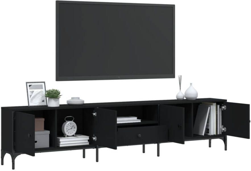 VidaXL -Tv-meubel-met-lade-200x25x44-cm-bewerkt-hout-zwart - Foto 2