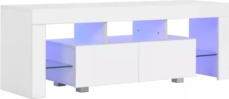 VidaXL -Tv-meubel-met-LED-verlichting-130x35x45-cm-hoogglans-wit - Foto 4