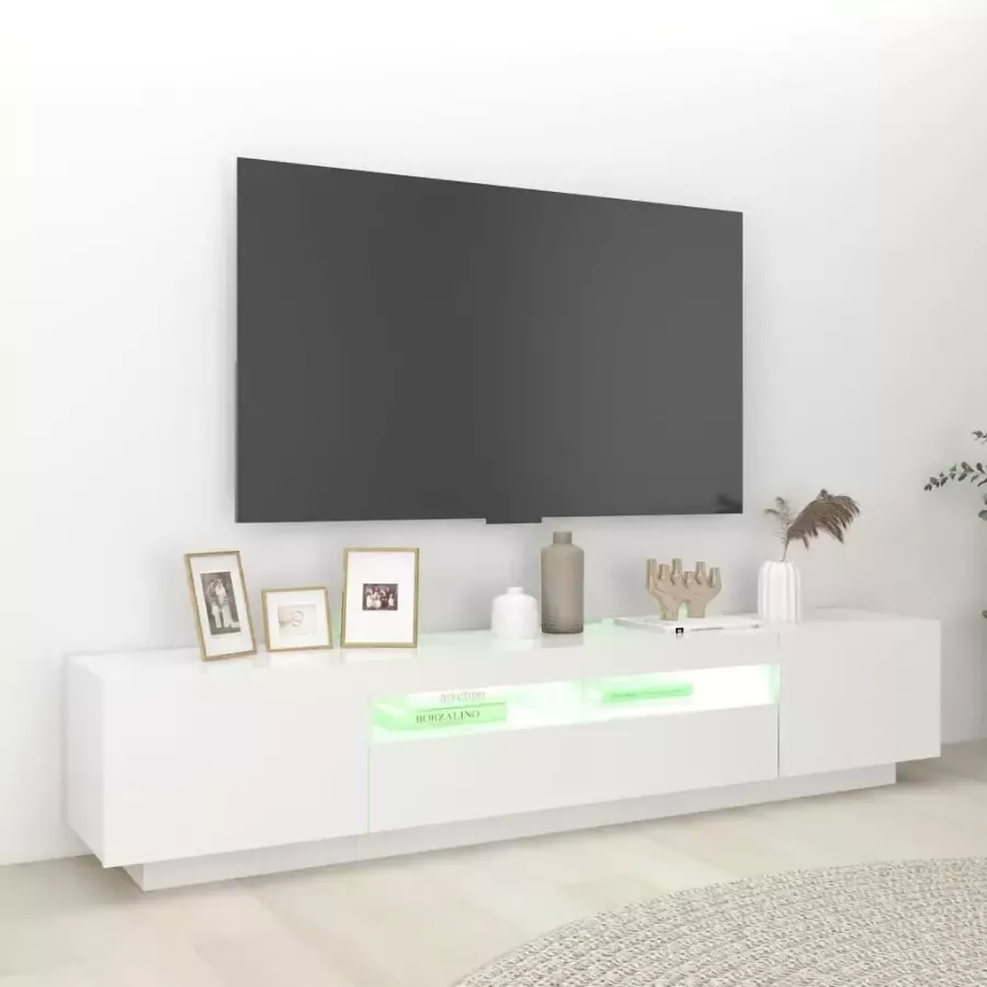 VidaXL -Tv-meubel-met-LED-verlichting-200x35x40-cm-wit - Foto 1