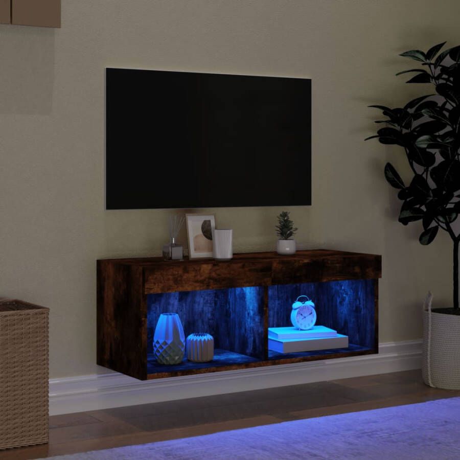 VidaXL -Tv-meubel-met-LED-verlichting-80x30x30-cm-gerookt-eikenkleurig