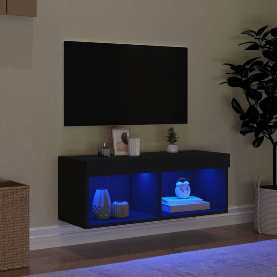 VidaXL -Tv-meubel-met-LED-verlichting-80x30x30-cm-zwart