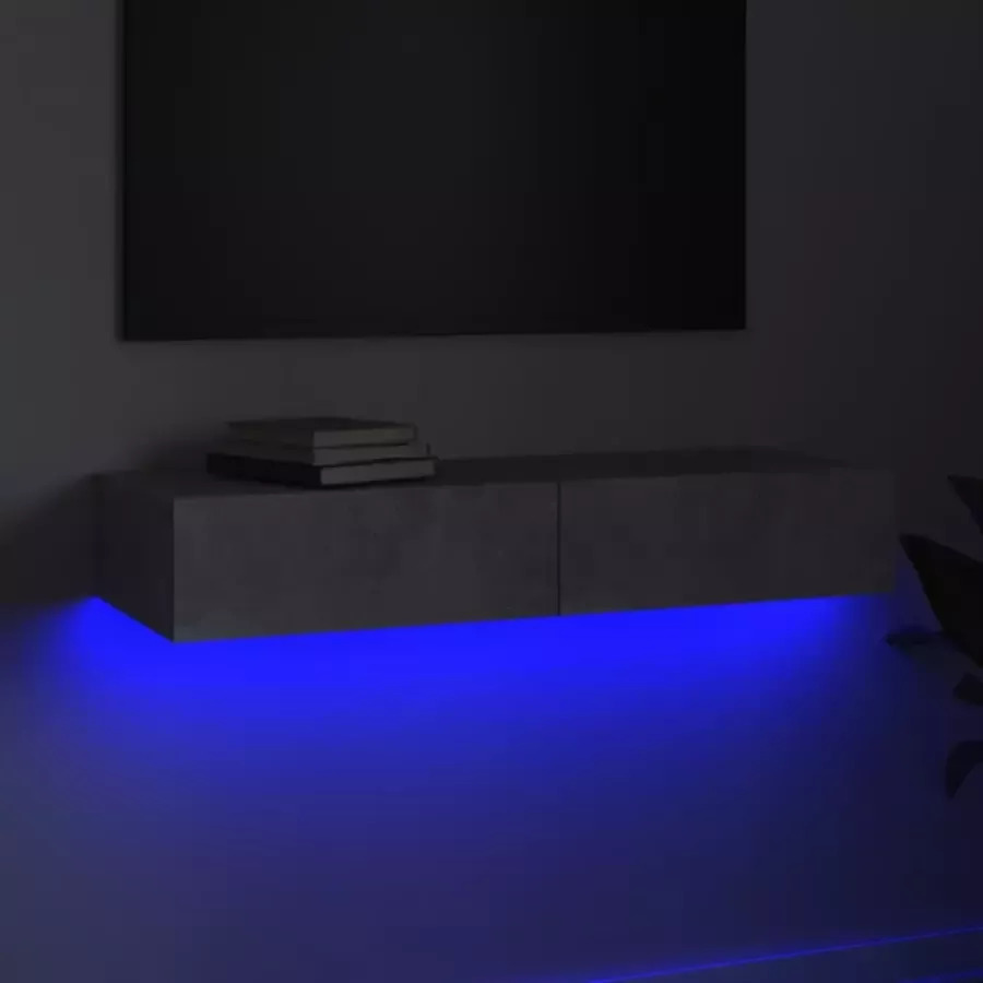 VidaXL -Tv-meubel-met-LED-verlichting-90x35x15 5-cm-betongrijs - Foto 5