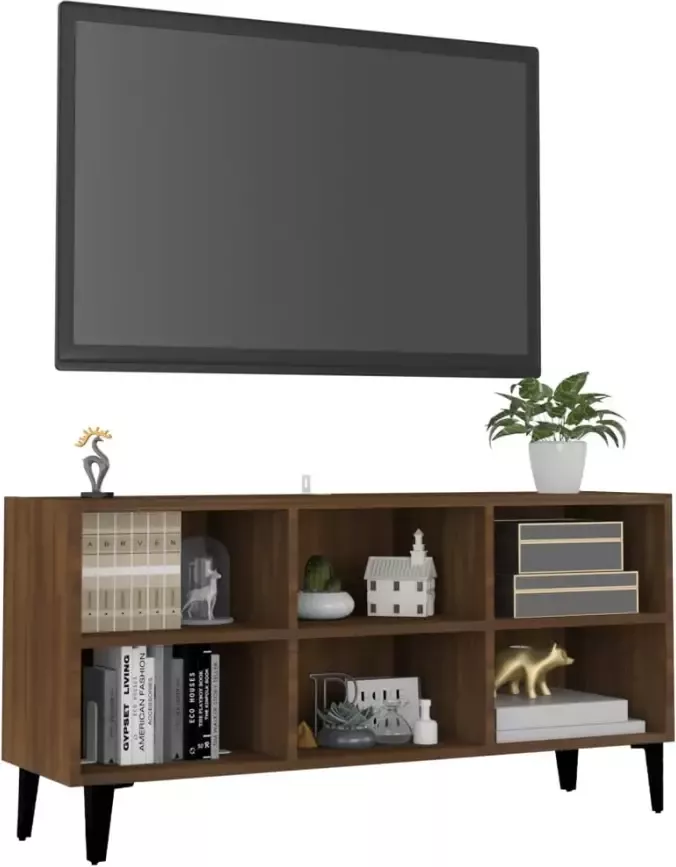 VidaXL -Tv-meubel-met-metalen-poten-103 5x30x50-cm-bruineikenkleurig - Foto 1