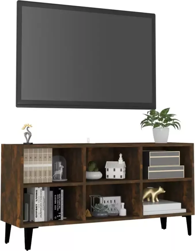 VidaXL -Tv-meubel-met-metalen-poten-103 5x30x50-cm-gerookt-eikenkleurig