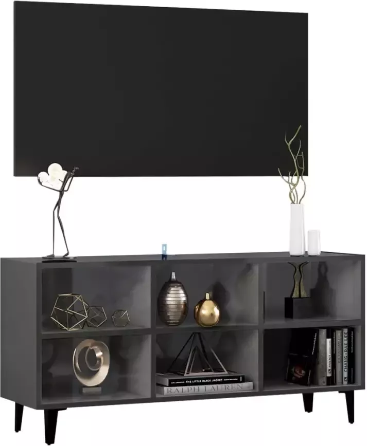 VidaXL -Tv-meubel-met-metalen-poten-103 5x30x50-cm-hoogglans-grijs - Foto 2