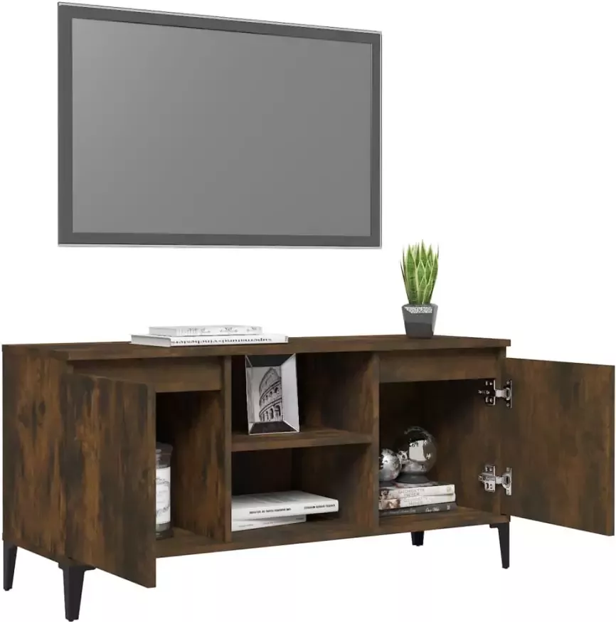 VidaXL -Tv-meubel-met-metalen-poten-103 5x35x50-cm-gerookt-eikenkleurig - Foto 2