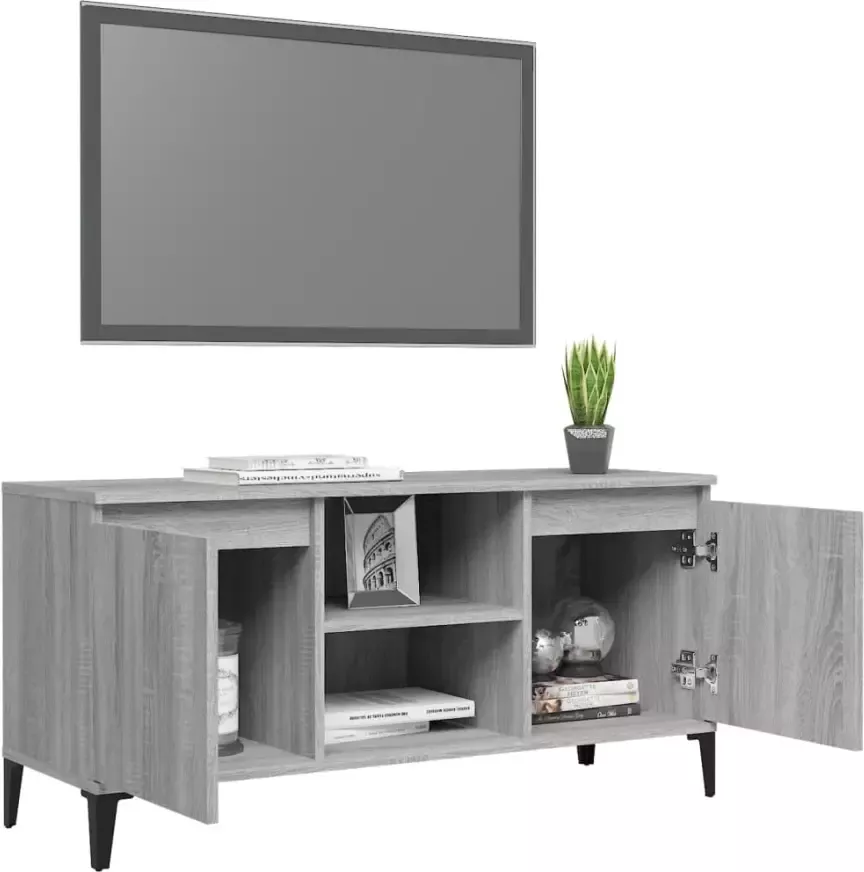 VidaXL -Tv-meubel-met-metalen-poten-103 5x35x50-cm-grijs-sonoma-eiken - Foto 2