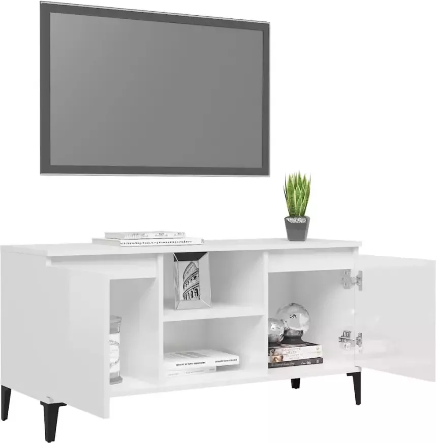 VidaXL -Tv-meubel-met-metalen-poten-103 5x35x50-cm-hoogglans-wit - Foto 2