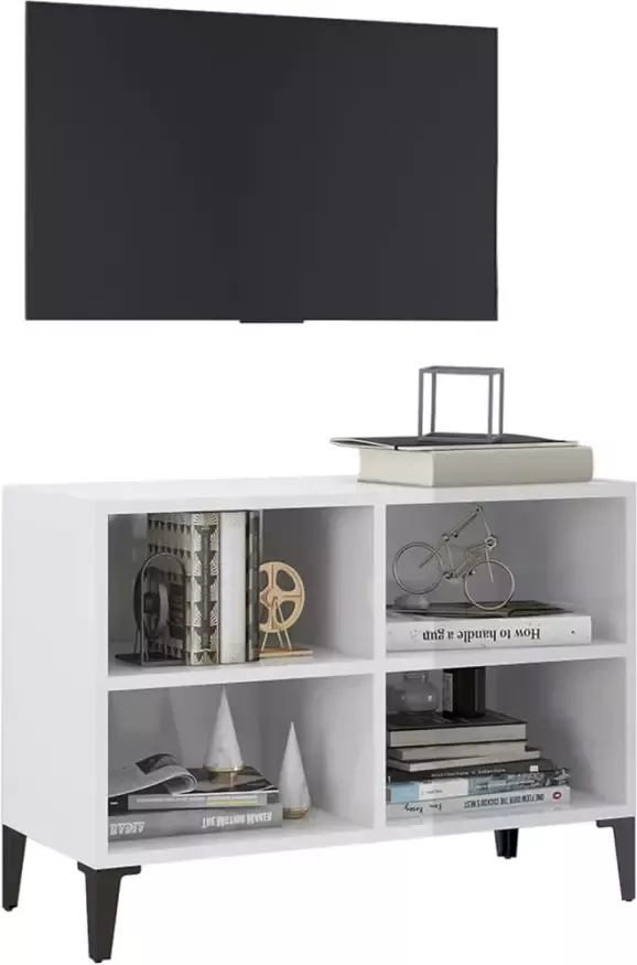 VidaXL -Tv-meubel-met-metalen-poten-69 5x30x50-cm-hoogglans-wit - Foto 4