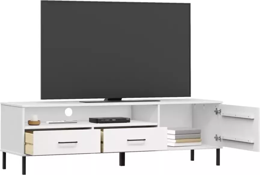 VidaXL -Tv-meubel-met-metalen-poten-OSLO-massief-grenenhout-wit