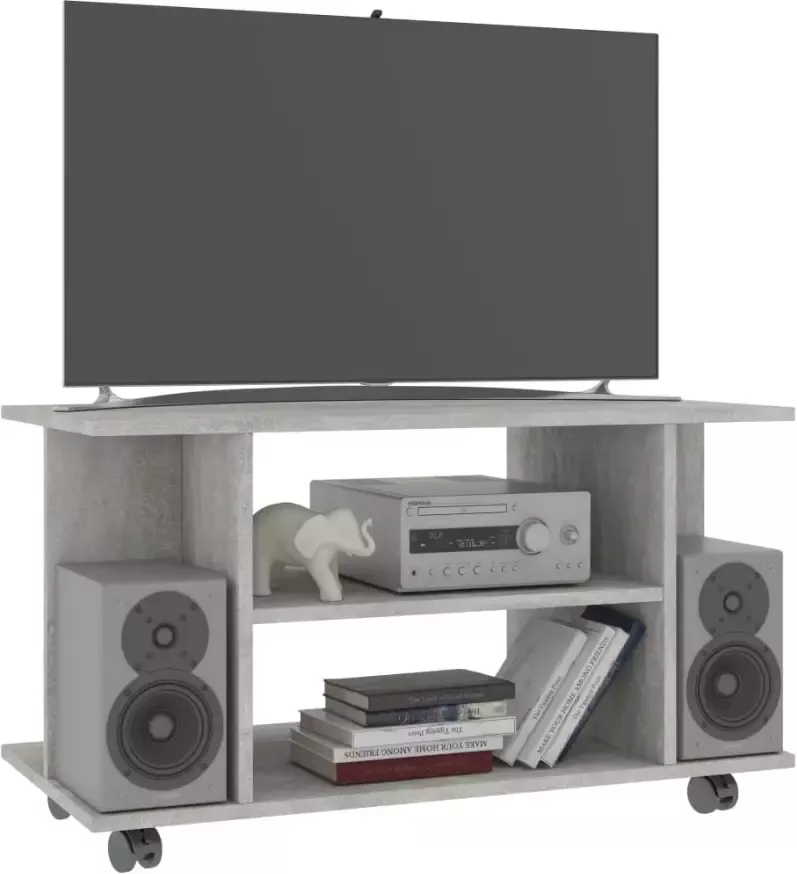 VIDAXL Tv-meubel met wieltjes 80x40x40 cm spaanplaat betongrijs