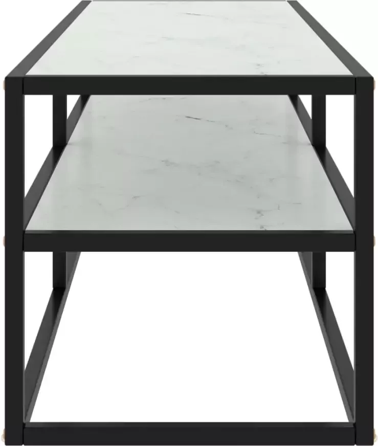 VidaXL -Tv-meubel-met-wit-marmerglas-120x40x40-cm-zwart