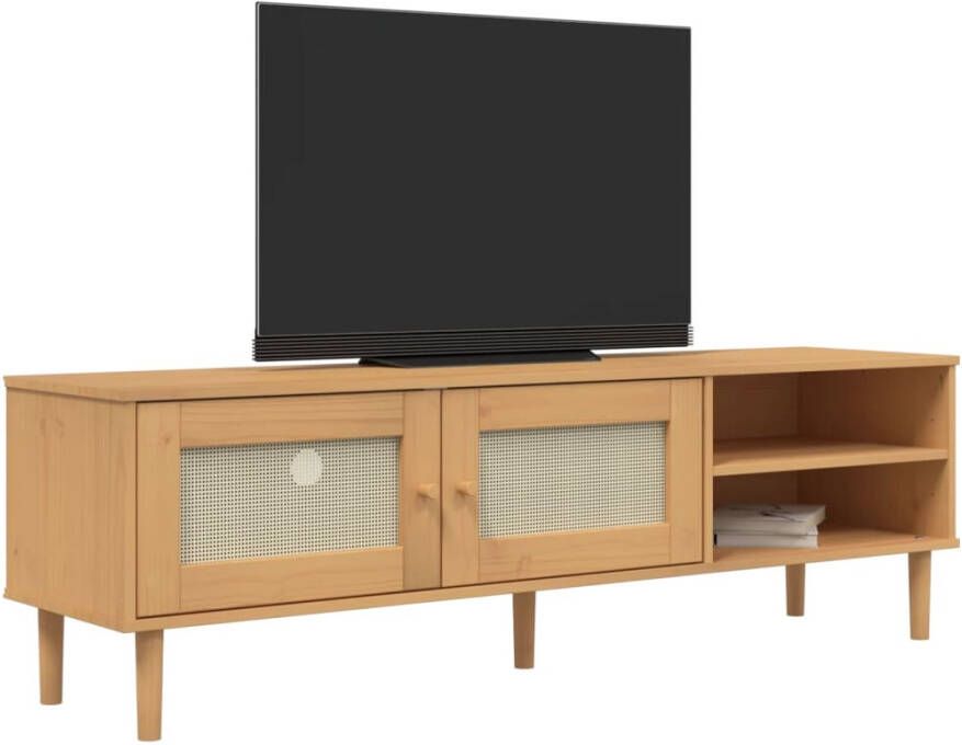 VidaXL -Tv-meubel-SENJA-158x40x49-cm-rattan-look-grenenhout-bruin