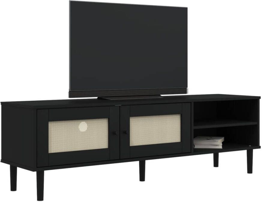 VidaXL -Tv-meubel-SENJA-158x40x49-cm-rattan-look-massief-grenen-zwart - Foto 1