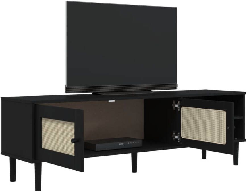 VidaXL -Tv-meubel-SENJA-158x40x49-cm-rattan-look-massief-grenen-zwart - Foto 2