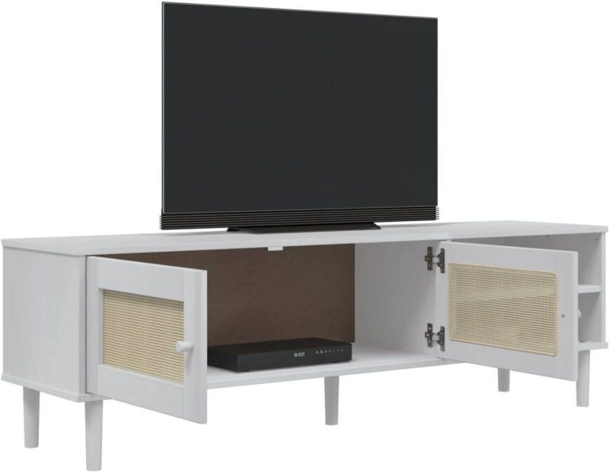 VidaXL -Tv-meubel-SENJA-158x40x49-cm-rattan-look-massief-grenenhout-wit - Foto 1