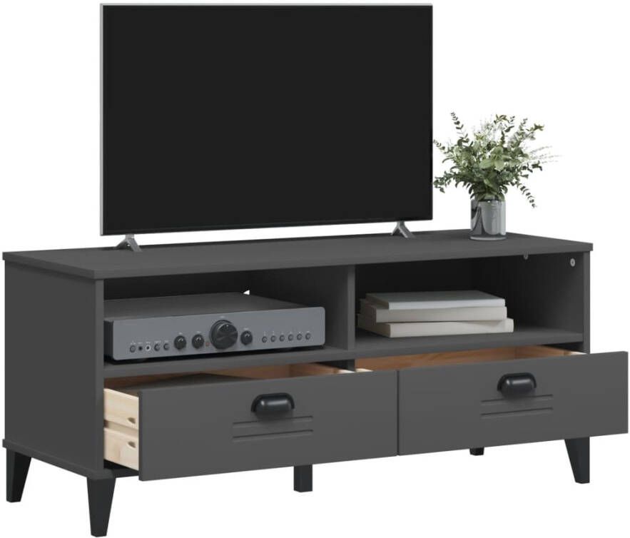 VidaXL -Tv-meubel-VIKEN-massief-grenenhout-antracietgrijs - Foto 2