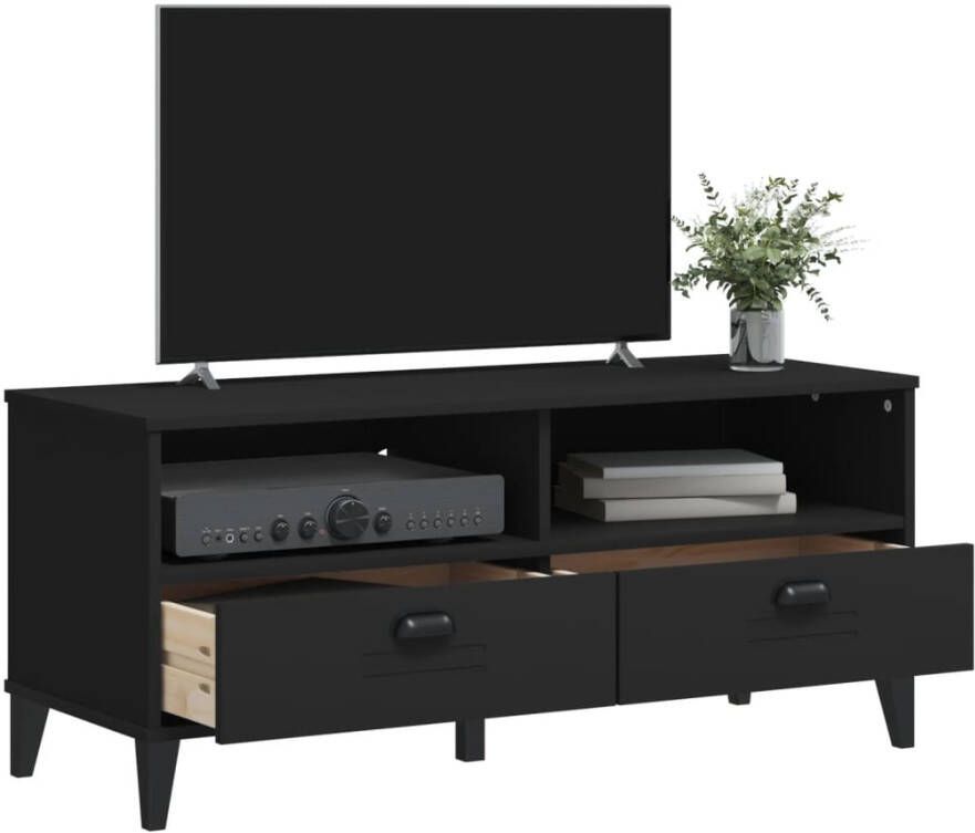 VidaXL -Tv-meubel-VIKEN-massief-grenenhout-zwart - Foto 2