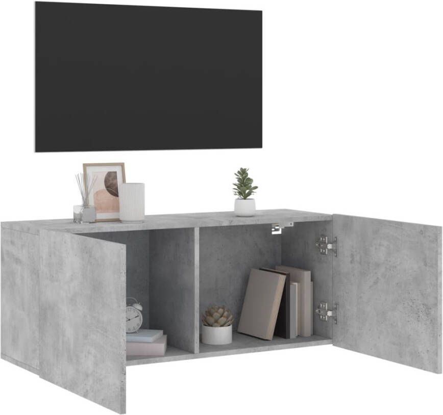 VidaXL -Tv-meubel-wandgemonteerd-100x30x41-cm-betongrijs - Foto 2