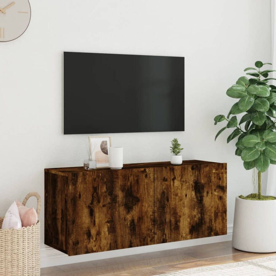 VidaXL -Tv-meubel-wandgemonteerd-100x30x41-cm-gerookt-eikenkleurig