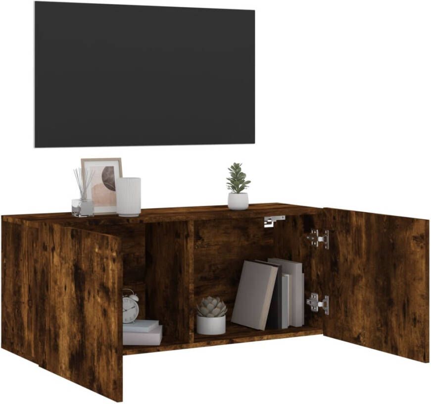 VidaXL -Tv-meubel-wandgemonteerd-100x30x41-cm-gerookt-eikenkleurig - Foto 2