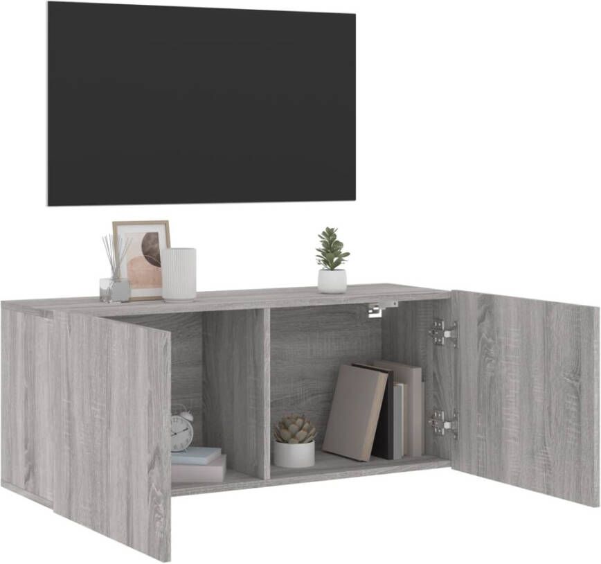 VidaXL -Tv-meubel-wandgemonteerd-100x30x41-cm-grijs-sonoma-eikenkleurig - Foto 2