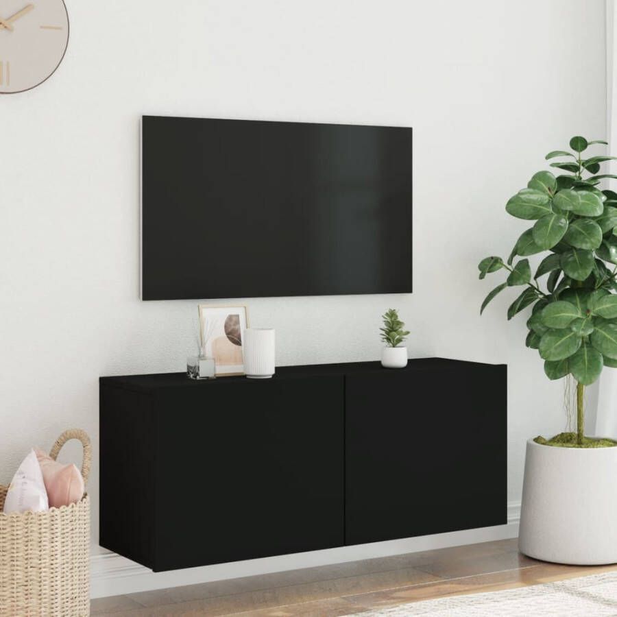 VidaXL -Tv-meubel-wandgemonteerd-100x30x41-cm-zwart - Foto 1