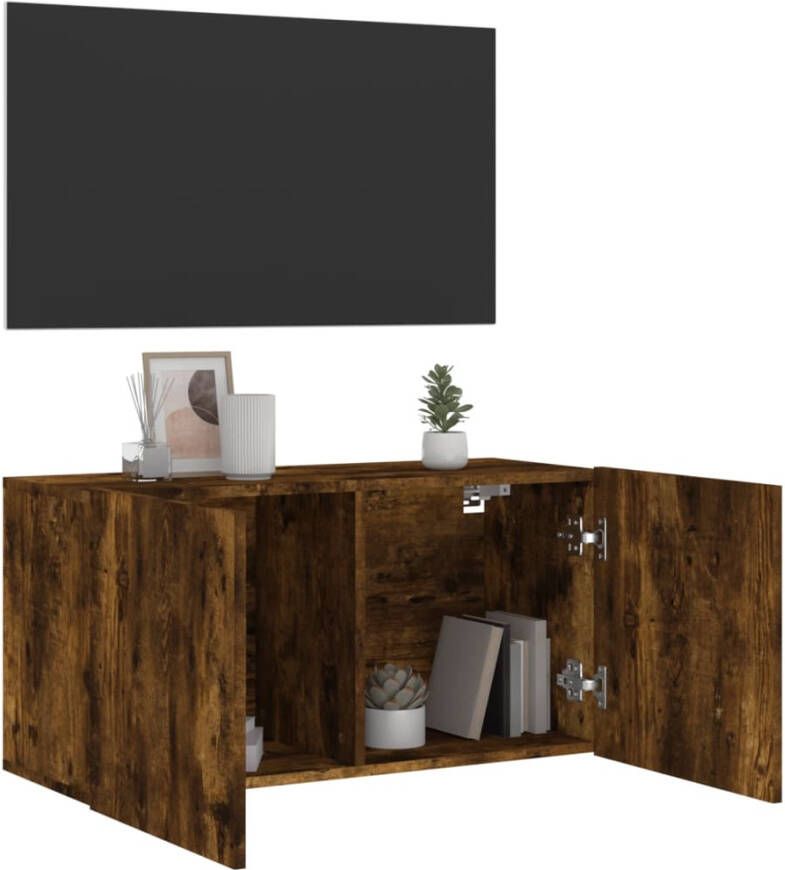 VidaXL -Tv-meubel-wandgemonteerd-80x30x41-cm-gerookt-eikenkleurig - Foto 2